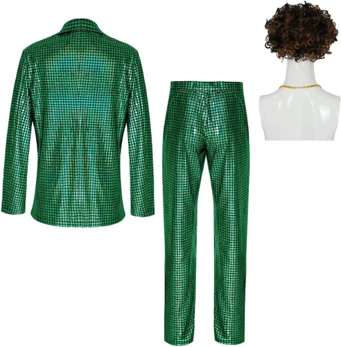 Vista 2 de Conjunto de traje de discoteca de los años 70 para hombre, ropa y accesorios para fiesta
