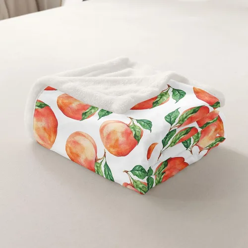 Vista 5 de Feelyou - Manta de forro polar con estampado de melocotones, diseño tropical de frutas, suave y linda, para cama, sofá, sillón, decoración de Multi