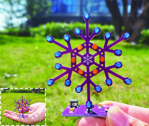 Vista 6 de Kit de práctica de soldadura VOGURTIME en forma de copo de nieve con proyecto LED para enseñanza y aprendizaje electrónico en la escuela y el hogar