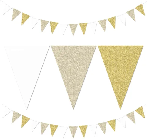 Vista 17 de Decoraciones de fiesta plateadas, negras y doradas, 2 banderines de papel para hombres, cumpleaños, Año Nuevo, jubilación, graduación, aniversario