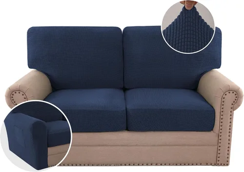 Vista 54 de H.VERSAILTEX Fundas elásticas para sillas de varias piezas, fundas para cojines ajustables para asiento y respaldo