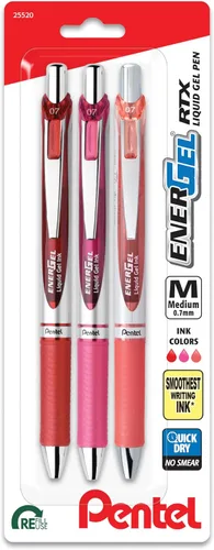 Vista 8 de Pentel EnerGel RTX - Bolígrafo retráctil de gel líquido, Cambio de Tono, 0.7mm, Tinta Sépia, Marrón y Borgoña, Paquete de 3 Bolígrafos (BL77CHABP3M)