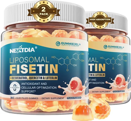 Vista 10 de Fisetina liposomal de 200 mg y complejo de resveratrol 500 mg - Longevidad y apoyo a la renovación celular - 98% Fisetina de alta pureza