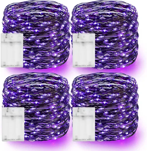 Vista 8 de Dazzle Bright - Guirnalda de luces de hadas de Halloween, 60 luces LED de 20 pies de alambre de cobre a batería y resistente al agua, decoraciones