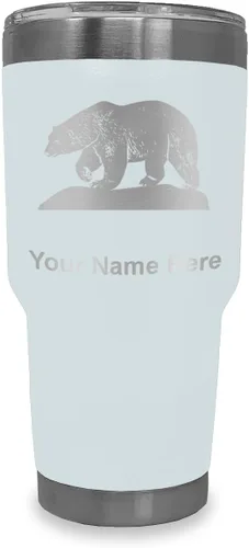 Vista 9 de LaserGram Vaso aislado al vacío de 20 onzas, oso polar, grabado personalizado incluido (negro)