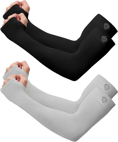 Vista 9 de Mangas para brazo, para hombres o mujeres. Para calentar o refrescar. Guantes de Compresión con factor de protección de los rayos ultravioleta UPF 1