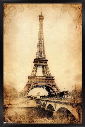 Vista 8 de Trends International The Eiffel Tower - Póster de pared rústico, 14.725 x 22.375 pulgadas, versión enmarcada de madera de granero