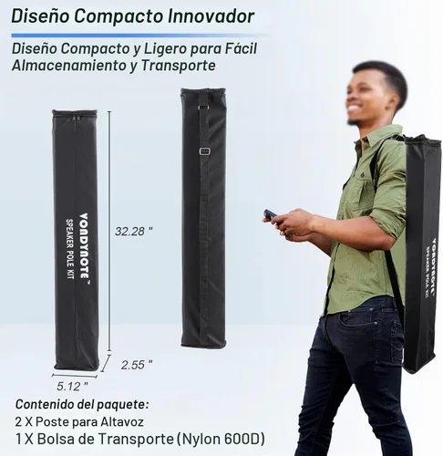 Vista 6 de Vondynote Multi Sub a postes de altavoz con M20 y montaje de 1.378 in con bolsa de transporte Set of 2, 34"-52" Extendable Speaker Pole, Fit Subs