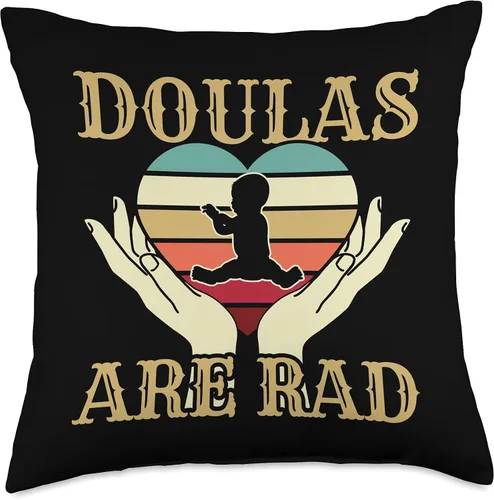 Vista 4 de Retro Vintage Of A Doulas Are Rad And Professional Widwife Throw Pillow