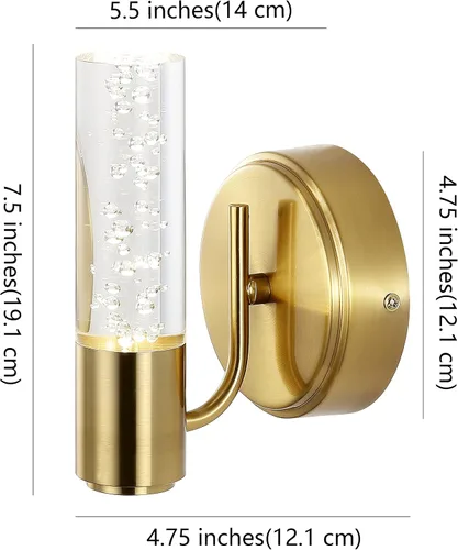 Vista 6 de JONATHAN Y Lámpara LED moderna integrada de latón de 5.5 pulgadas para baño, pantalla acrílica de burbujas transparentes, luz Art Deco minimalista