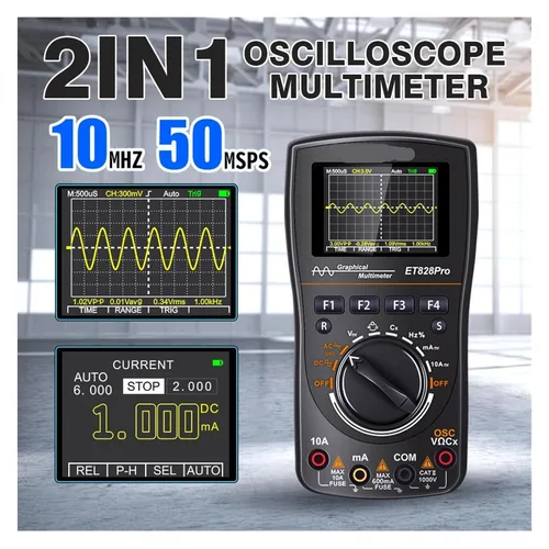 Vista 3 de ET828Pro 6000Counts 2 In1 Oscilloscope Multimeter Signal Generator