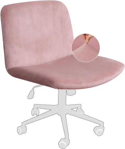 Vista 9 de NICEEC Funda para silla cruzada sin brazos, para oficina, dormitorio, escritorio, tocador, computadora, respaldo medio, asiento ancho sin protector