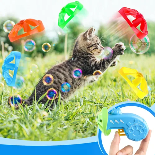 Vista 2 de FOIMAS 17 piezas de juguetes interactivos para gatos con hélices voladoras para gatos en interiores y exteriores, persiguiendo entrenamiento, caza