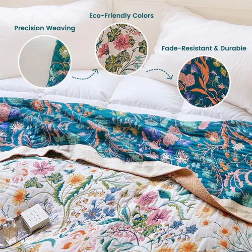 Vista 283 de MSGKV - Manta bohemia/primaveral de algodón para sofá y sala de estar, de gasa acogedora, de 50 x 60 pulgadas 50"x60" Cotton Throw, Woven Bird