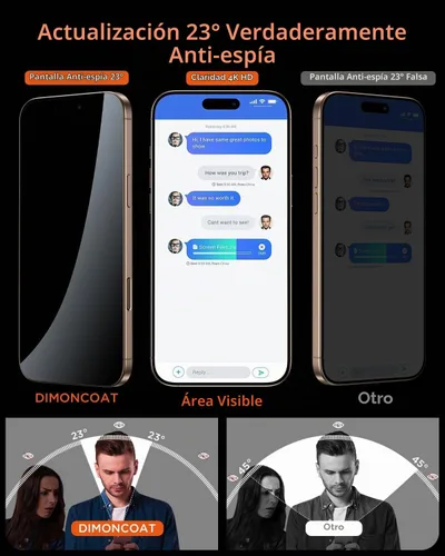 Vista 2 de DIMONCOAT - Paquete de 4 protectores de pantalla de privacidad para iPhone 14 Pro de 6.1 pulgadas