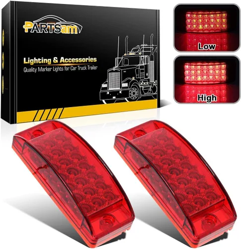 Vista 8 de Partsam 2 luces rectangulares ámbar de 6 pulgadas, 21 LED, señal de giro de 6 x 2, luces rectangulares de liquidación para remolque, camión