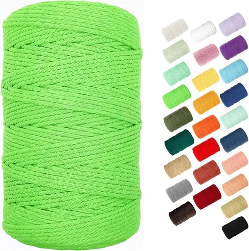 Vista 17 de Cuerda de macramé de 0.118 in para 220 yardas, cuerda de algodón de 68.8 pies, cuerda de macramé de color 100% natural para kit de macramé, ganchos