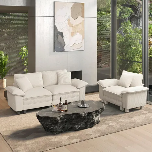 Vista 23 de HERA'S HOUSE Juego de sofás seccionales modulares de 2 piezas, juego de sofá de gran tamaño con loveseat y sillón, cómodos sofás nube con cojines