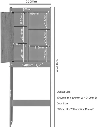 Vista 3 de Woodpeckers Furniture And Mattress Ace Over The - Estante de almacenamiento para inodoro (blanco + roble natural)