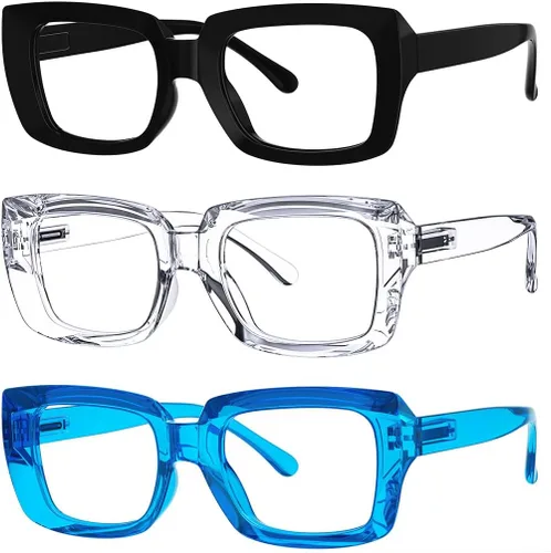 Vista 18 de Eyekepper - Juego de 4 gafas elegantes para mujer, anteojos cuadrados de gran tamaño para mujer
