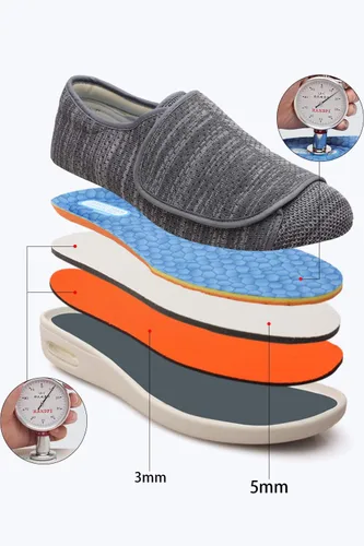 Vista 2 de Zapatos para diabéticos para mujer, zapatos casuales ajustables para caminar, zapatos anchos para ancianos, pies hinchados, antideslizantes, cojín