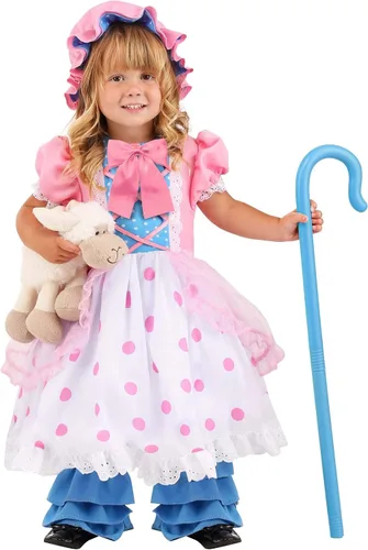 Vista 2 de Disfraz de Bo Peep para niños pequeños, rosa, azul.