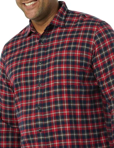 Vista 53 de Amazon Essentials Camisas de franela de manga larga para hombre, corte ajustado, a cuadros con botones