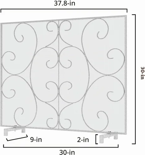 Vista 4 de Kingson Pantalla decorativa para chimenea de panel único independiente, cubierta artesanal de malla metálica duradera, protector contra chispas
