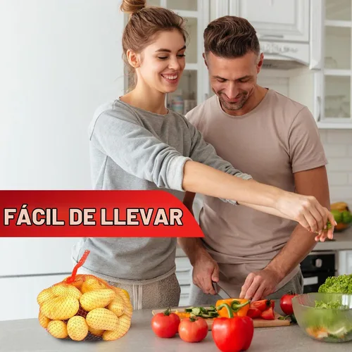 Vista 6 de BURIUS 200 bolsas de malla para almacenamiento de verduras para refrigerador, 13.7 pulgadas con cordón de malla, reutilizables, lavables, bolsas