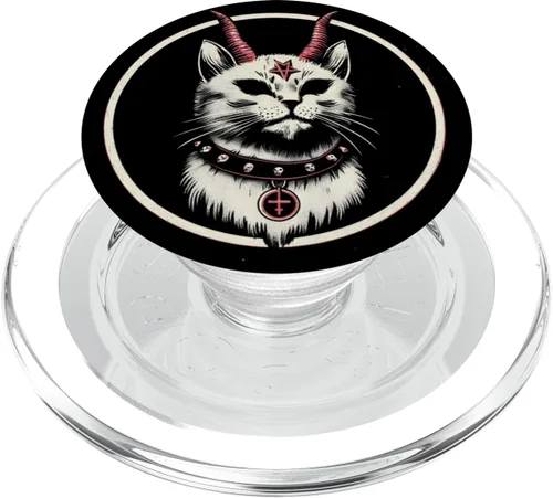 Vista 8 de PopSockets de Baphomet Satánico Oculto Gato Diablo PopGrip estándar