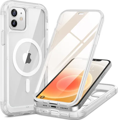 Vista 153 de Miracase - Funda magnética para iPhone 13 Pro Max de 6.7 pulgadas (compatible con MagSafe), transparente, completo, protector de pantalla de vidrio