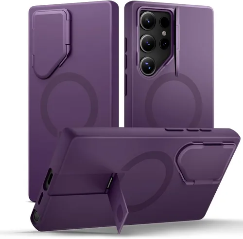 Vista 53 de SURITCH Funda para teléfono Samsung Galaxy S26 Plus, cubierta protectora magnética con cubierta de cámara y soporte de metal ajustable para Galaxy