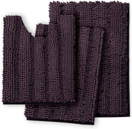 Vista 19 de Clara Clark Tapetes para baño de felpilla, tapetes de baño de felpa ultra suaves, lavables a máquina, con parte trasera antideslizante, 44 x 26 Negro