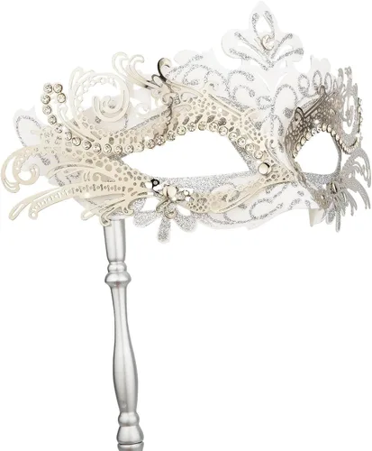 Vista 18 de Hoshin Máscara de mascarada con palo, decoraciones de Mardi Gras, máscaras venecianas para mujer