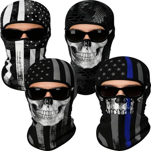 Vista 24 de Pasamontañas 3D, máscara de cara completa, resistente al viento, máscara de esquí con calavera táctica para motocicleta, ciclismo, Halloween 4