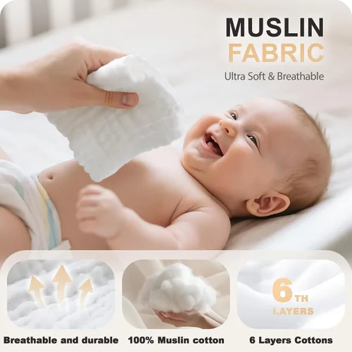 Vista 3 de Cuddle Campus Paquete de 6 paños de muselina para bebé, paños para eructos Set 3