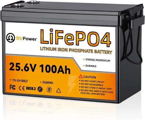 Vista 11 de Batería de litio de 12 V, batería LiFePO4 de ciclo profundo 5000+ con BMS integrado de 100 A para almacenamiento en el hogar, motor de arrastre, RV
