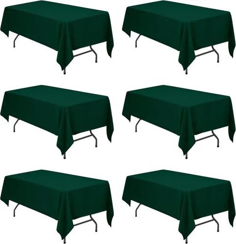 Vista 101 de BRILLMAX - Manteles para mesa rectangular de 6 pies, tela de lino de poliéster, lavable, para boda, recepción, banquete, fiesta de cumpleaños, 60 x