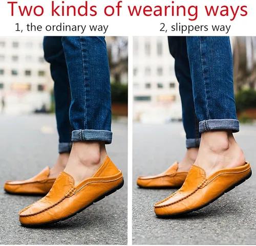 Vista 5 de MCICI Mocasines de cuero genuino de primera calidad para hombre, zapatos de conducción a la moda, mocasines planos casuales 6.5 de EE. UU. 11.5