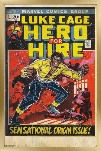Vista 15 de Trends International Marvel Comics Luke Cage - Hero for Hire Cover #1 Wall Poster, 22.4L x 14.7W, Barnwood Framed Version