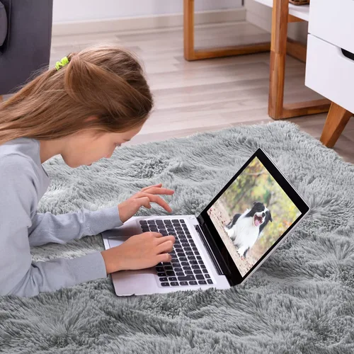 Vista 121 de Softlife Alfombra naranja para dormitorio, alfombra de felpa esponjosa para sala de estar para niñas, alfombra lanuda para niños, alfombra suave