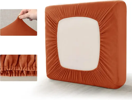 Vista 5 de OBCREAT Fundas de cojín de terciopelo elástico suave para asiento de felpa, funda de cojín gruesa con parte inferior elástica, protector de muebles