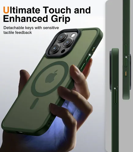 Vista 6 de Meifigno Magic Mag Series - Funda diseñada para iPhone 15 Pro, protección de grado militar y compatible con MagSafe, parte trasera mate translúcida