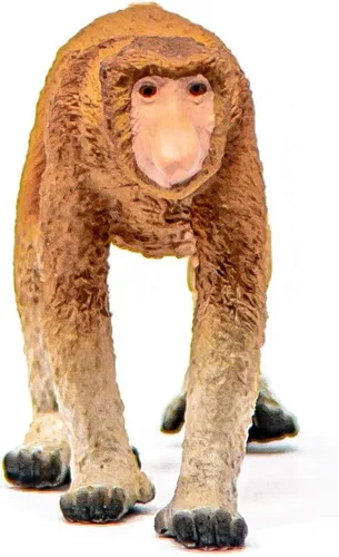Vista 4 de Schleich Wild Life - Figura realista de mono Proboscis – Auténtico y altamente detallado juguete de animales salvajes, duradero para la educación