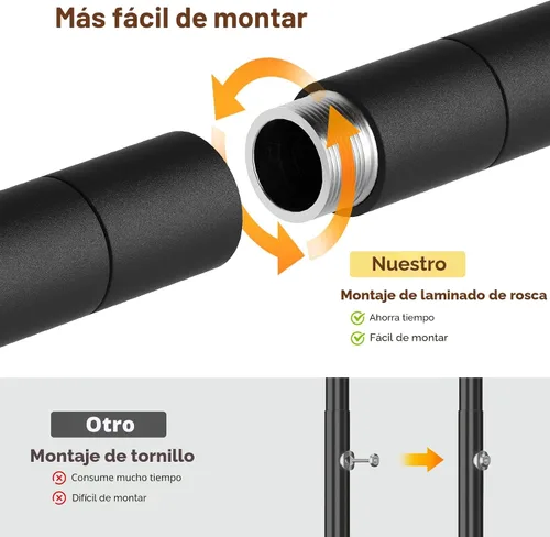 Vista 7 de ONBRILL L4 - Perchero industrial de tubería para montar en la pared, sistema organizador de armario con 6 barras de ropa colgantes