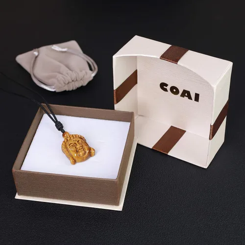 Vista 7 de Collar con colgante de cabeza de Buda con ojo de tigre genuino, Piedra