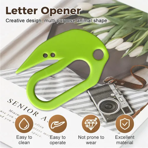 Vista 3 de Letter Opener Envelope Slitter Tool Concealed Blade Mail Opener with Ergonomic Comfort Grip, Compact Paper Cutter for Envelopes, Bubble Mailers Red