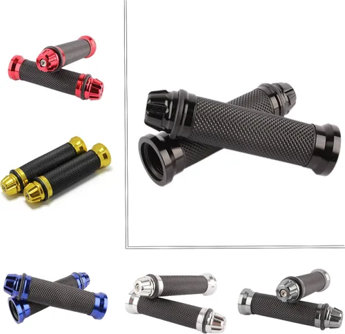 Vista 7 de Motorcycle 7/8" CNC Hand Grips Aluminum Rubber Gel Handlebar for Sport Bike(Red)