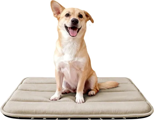 Vista 48 de Tapete de cama para perro, almohadilla reversible para jaula de perro con alfombrilla lavable y espuma suave, cama plana para mascotas para perros