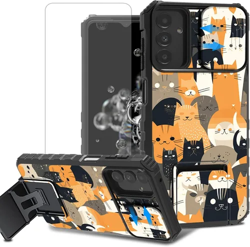 Vista 62 de Funda para teléfono Samsung Galaxy A15 5G con protector de pantalla con cubierta deslizante para cámara y soporte de doble capa híbrida resistente a